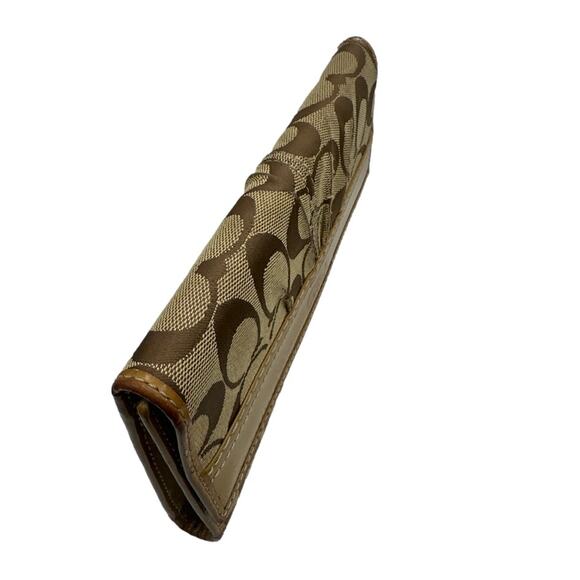 COACH Brown and Tan Signature Canvas Wallet - Picture 4 of 11